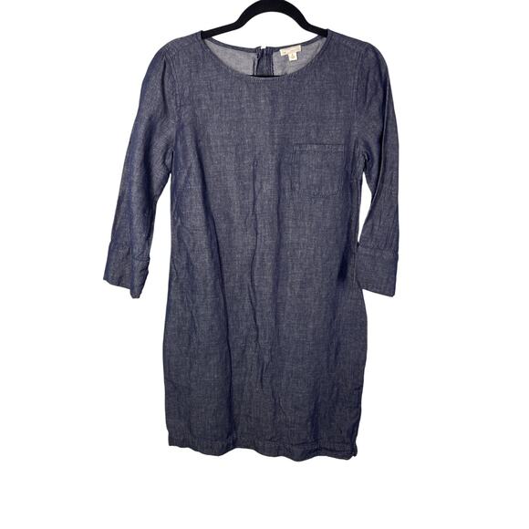 Gap, Size 4 Tall, Indigo Chambray Denim Shift Dress, Midi, Lightweight, preppy - Picture 1 of 8
